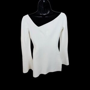 Proenza Schouler White Asymmetric Slit Knit Top Made in Italy S